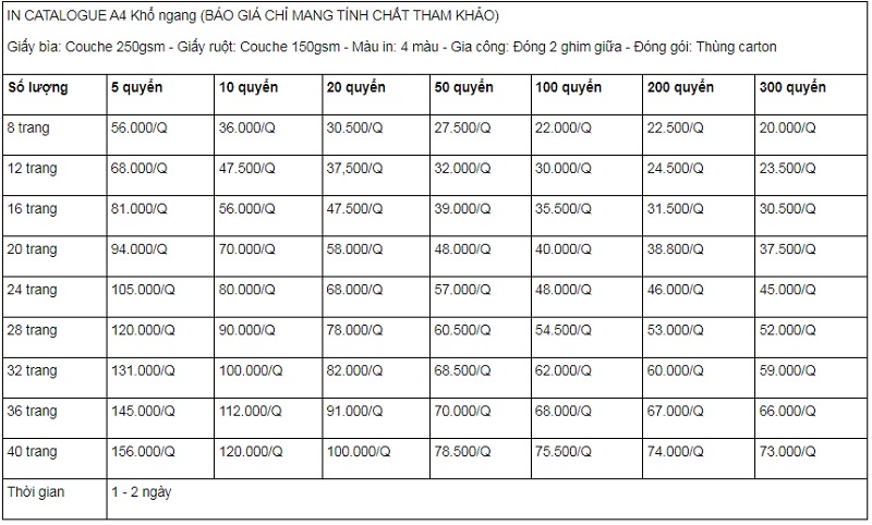 Báo giá in Catalogue giá rẻ tại GOLDEN BOX