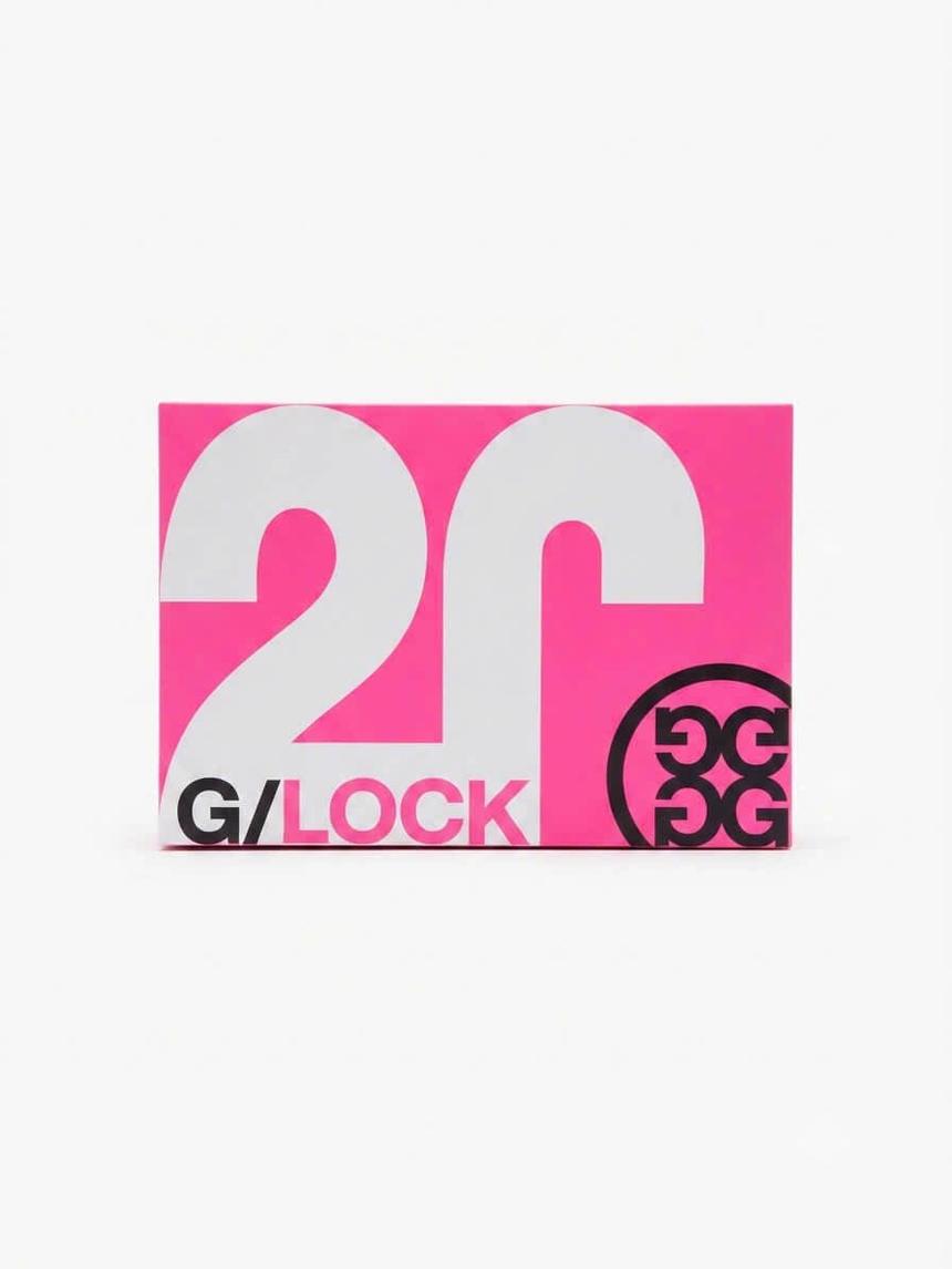 Hộp đựng giày thể thao màu hồng in logo thương hiệu G/LOCK do Golden Box sản xuất
