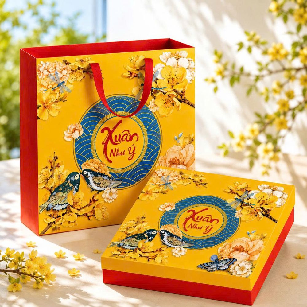 Hộp quà Tết Xuân Như Ý vàng
