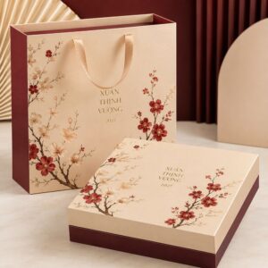 Hộp quà Tết thân thiện môi trường in logo doanh nghiệp — Golden Box Packaging