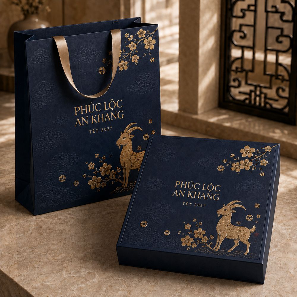 Hộp quà Tết Phúc Lộc An Khang navy