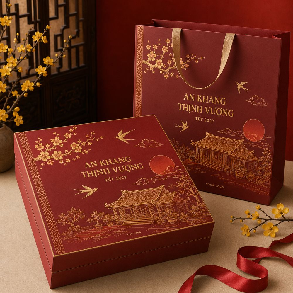 Hộp quà Tết An Khang Thịnh Vượng nhà cổ