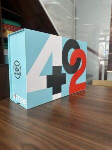 Dieline hộp đựng giày G/Fore xanh mint nắp gập - hộp đựng giày do xưởng Golden Box sản xuất