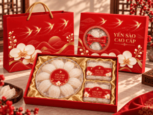 Hộp yến sào cao cấp quà Tết có khay định vị hũ yến – Golden Box (góc 10)