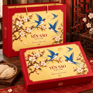 Hộp yến sào cao cấp quà Tết có khay định vị hũ yến – Golden Box (góc 16)